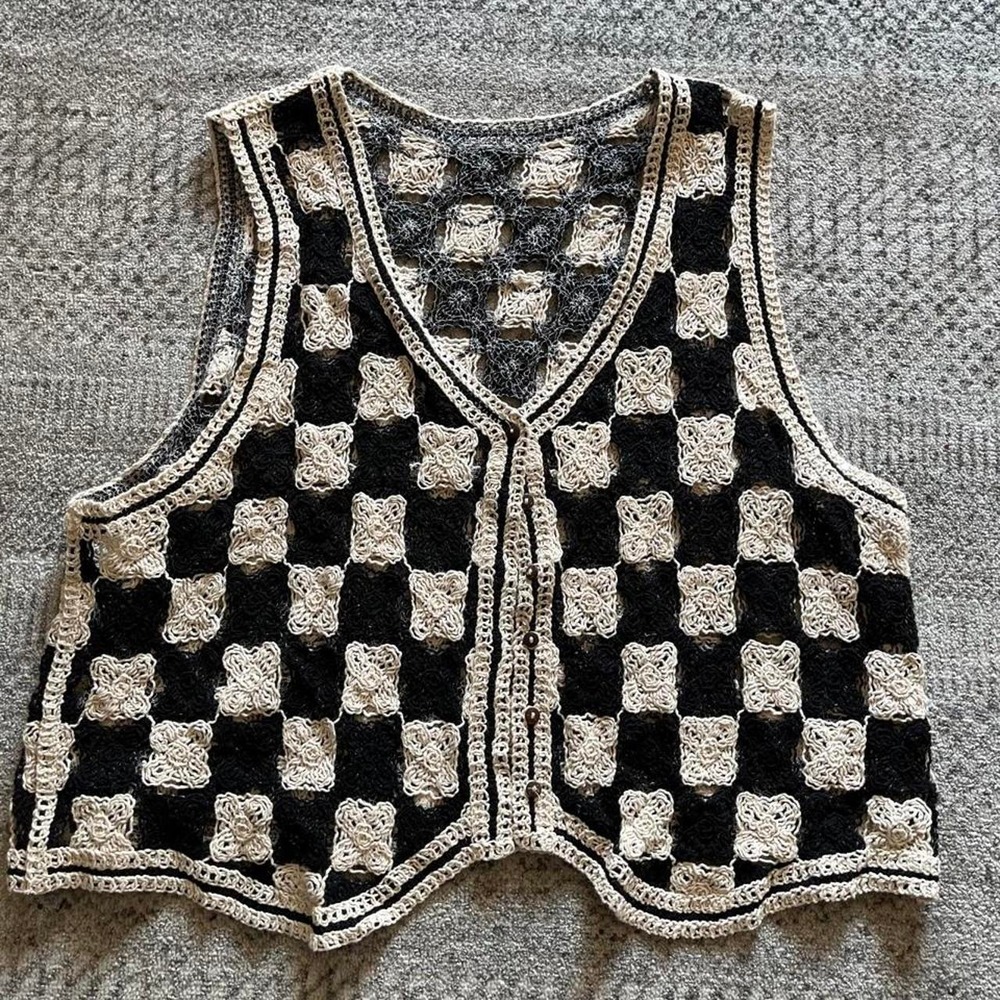 Crochet granny squares vest festival hippie granola Y2K cottage